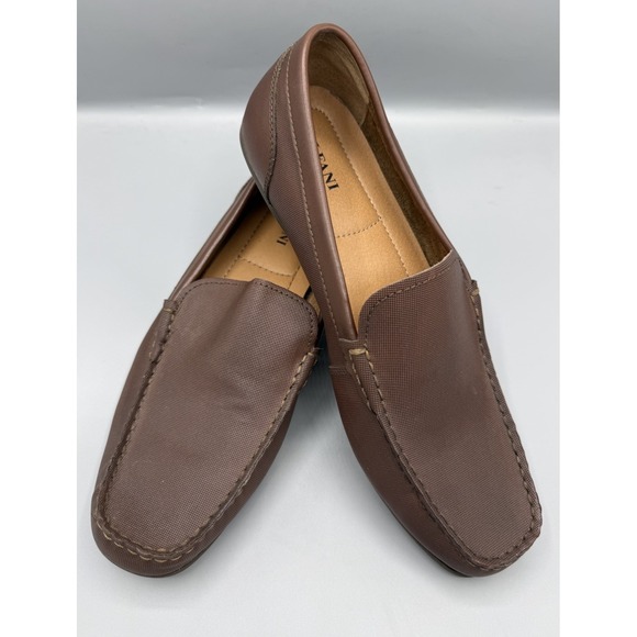Alfani Mens Chestnut Brown Leather Upper Slip On Loafers Size 10.5 - Picture 1 of 9